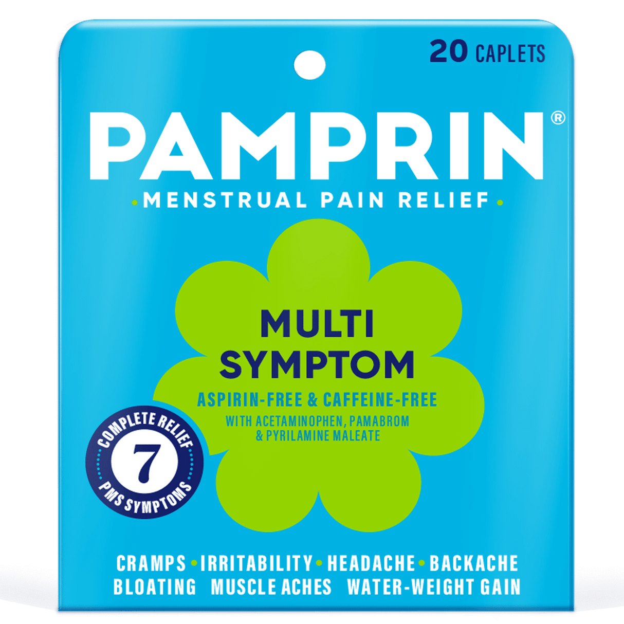 Pamprin Maximum Strength Multi-Symptom Menstrual Pain Relief Caplets 20 Ct 1.12 Oz (Pack of 24)