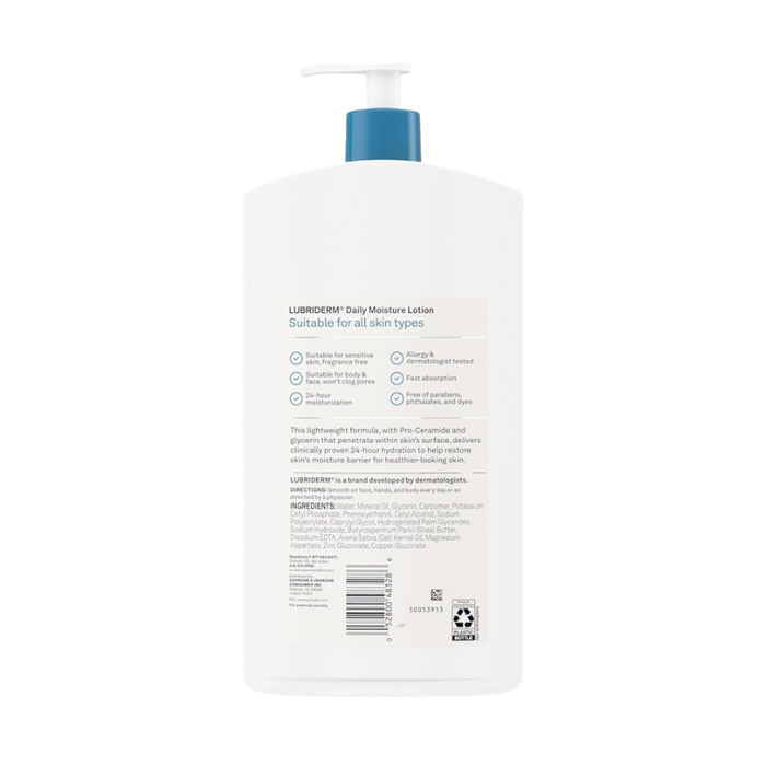 Lubriderm Daily Moisture Body Lotion Fragrance Free 24Oz (Pack of 12)