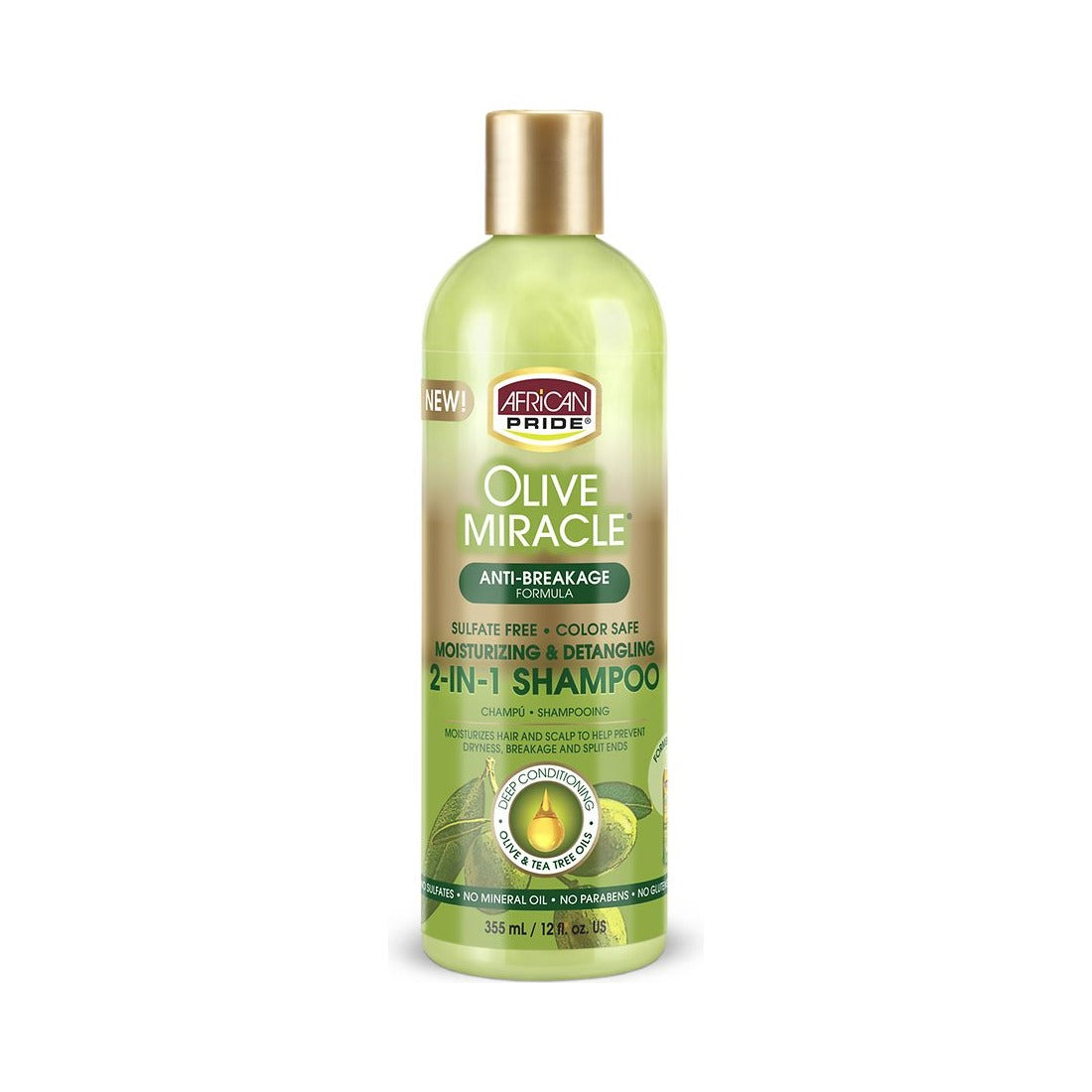 African Pride Olive Miracle 2-in-1 Shampoo & Conditioner 12 Oz (Pack of 12)