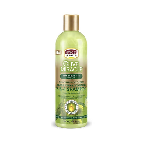 African Pride Olive Miracle 2-in-1 Shampoo & Conditioner 12 Oz (Pack of 12)