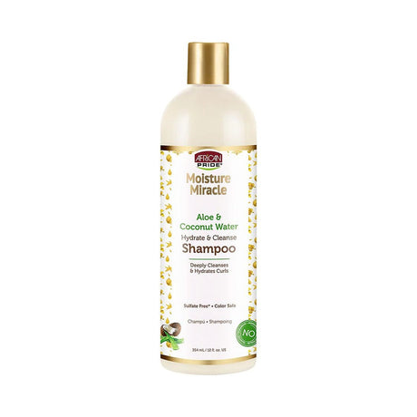 African Pride Moisture Miracle Aloe & Coconut Water Shampoo 12 Oz (Pack of 6)