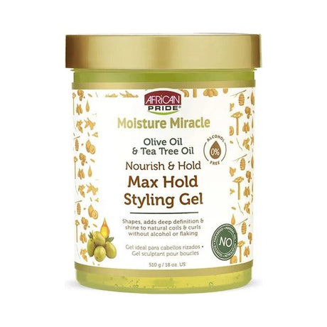 African Pride Moisture Miracle Olive Oil Tea Tree Gel 18 Oz (Pack of 6)