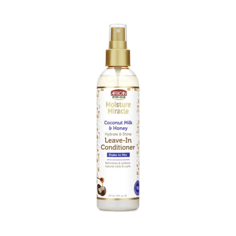 African Pride Moisture Miracle Leave-In Conditioner Spray 8 Oz (Pack of 6)