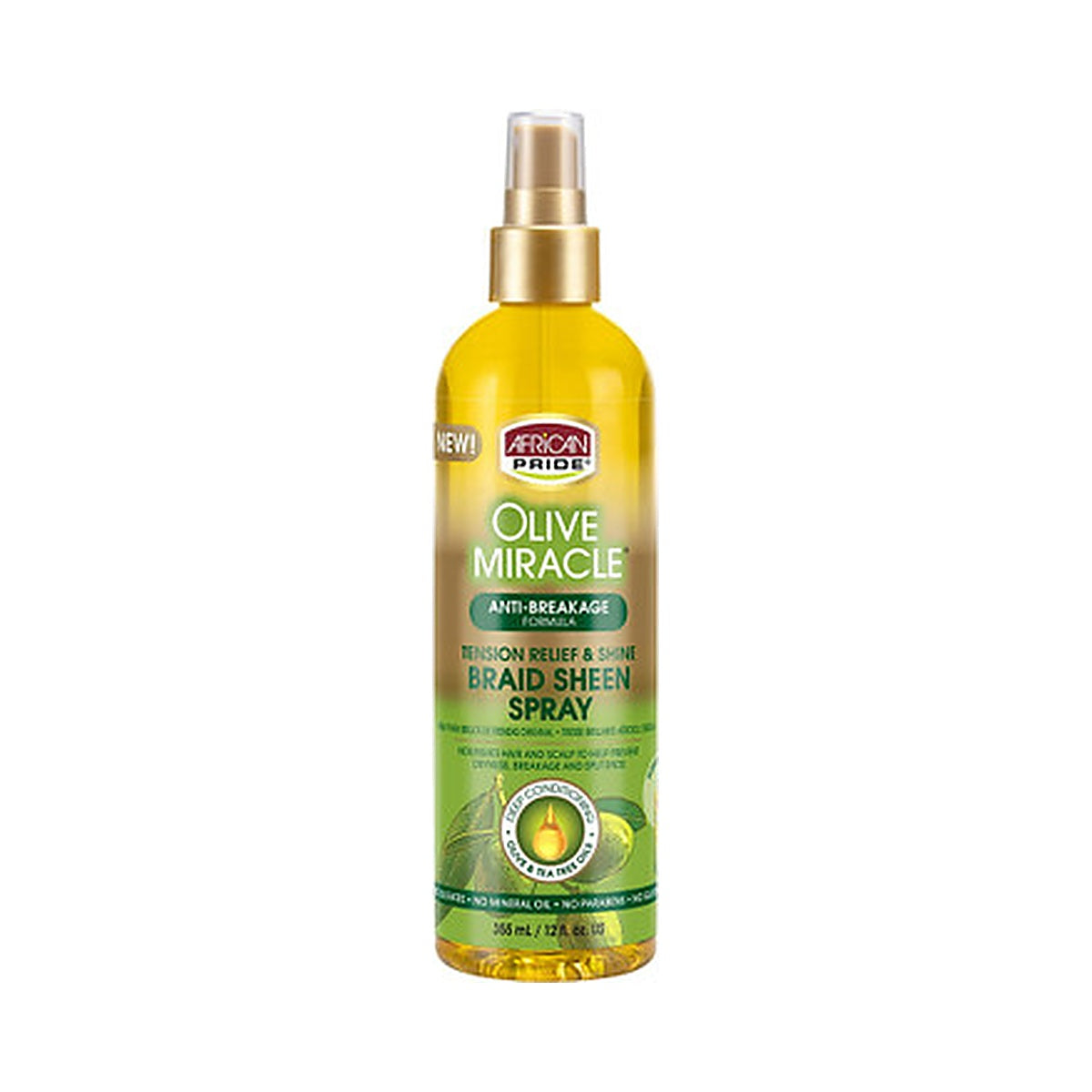 African Pride Olive Miracle Braid Sheen Spray 12 Oz (Pack of 12)