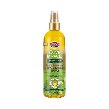 African Pride Olive Miracle Braid Sheen Spray 12 Oz (Pack of 12)