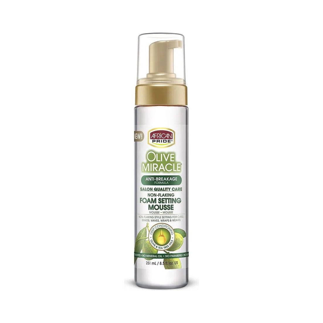 African Pride Olive Miracle Mousse 8.5 Oz (Pack of 6)