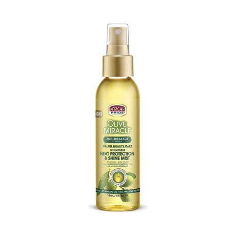 African Pride Olive Miracle Heat Protection Shine Mist 4 Oz (Pack of 6)