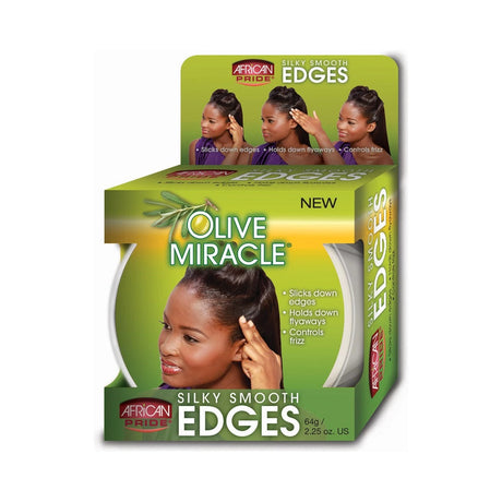 African Pride Olive Miracle Silky Smooth Edges 2.25 Oz (Pack of 12)