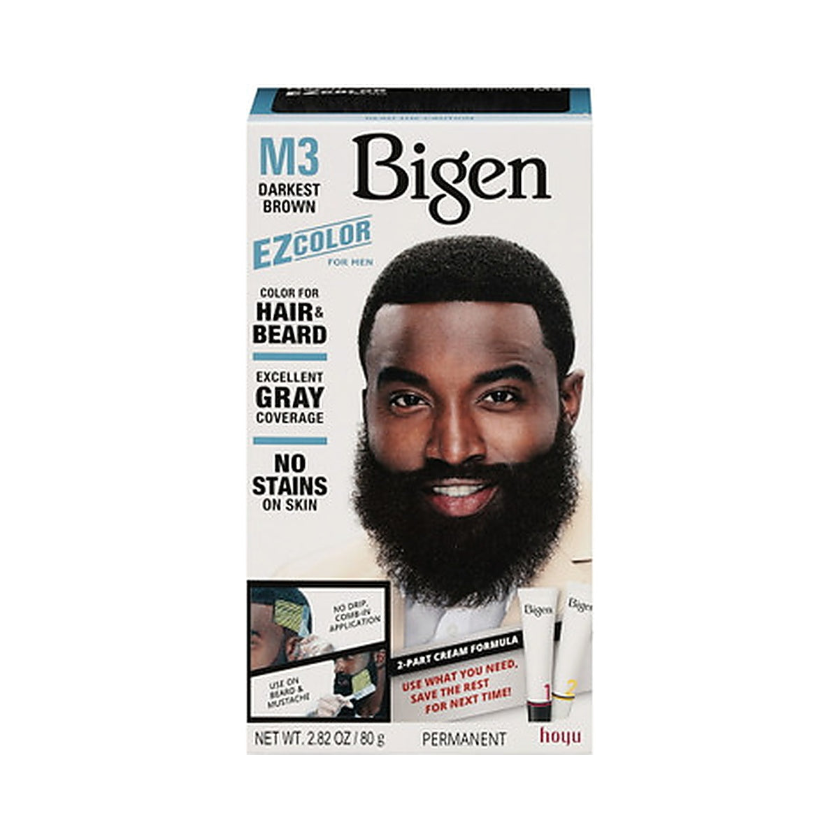 Bigen EZColor Hair Color for Men Darkest Brown 2.82 Oz (Pack of 12)