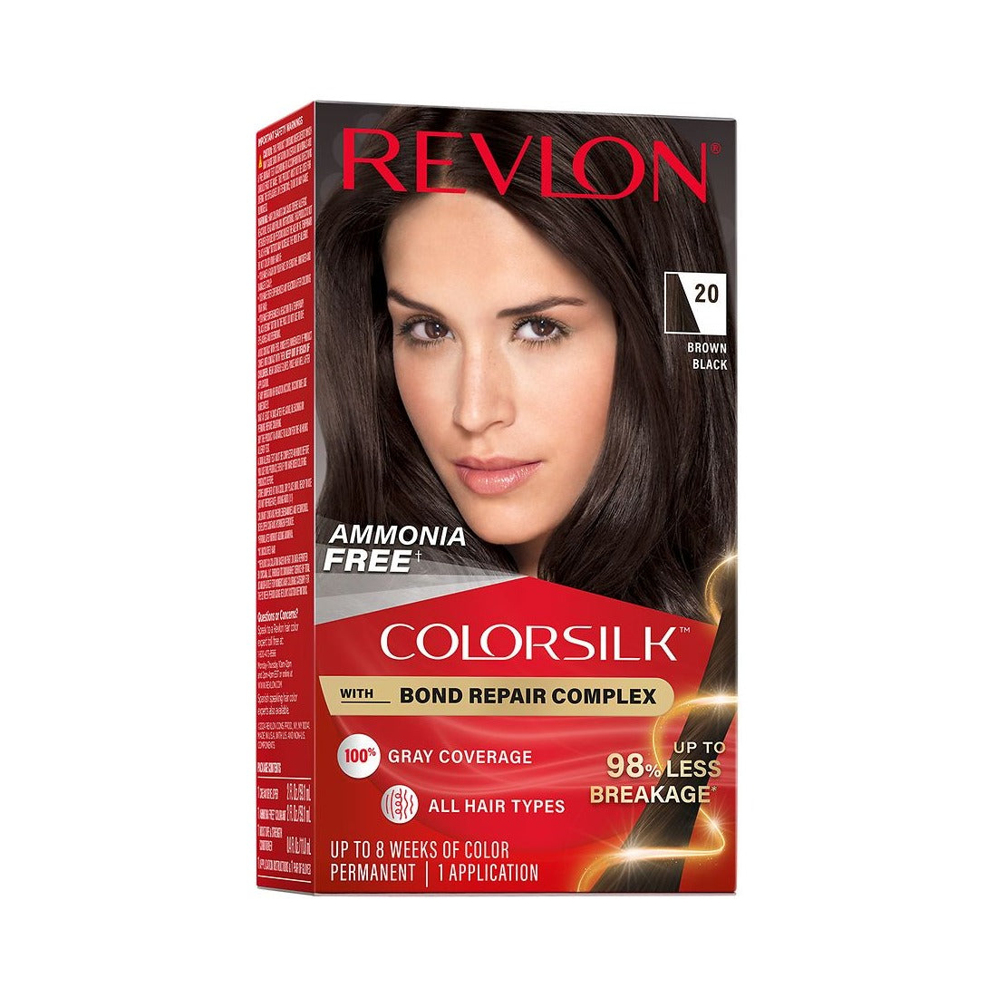 Revlon ColorSilk Permanent Hair Color 20 Brown Black 4.4 Oz (Pack of 12)