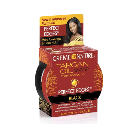 Creme of Nature Argan Oil Perfect Edges Black 2.25 Oz (Pack of 6)