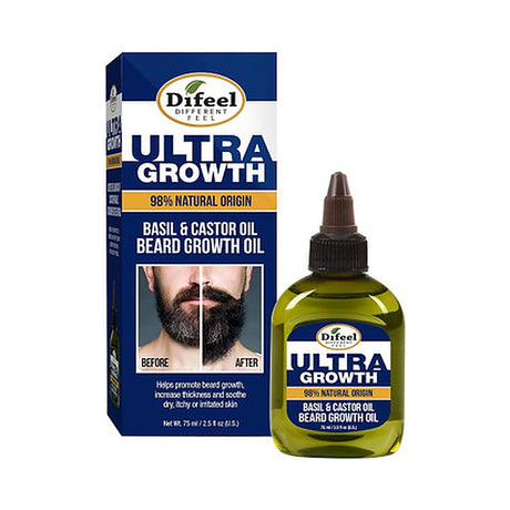 Difeel Mens Ultra Growth Basil and Castor Beard Oil 2.5 Oz (Pack of 24)