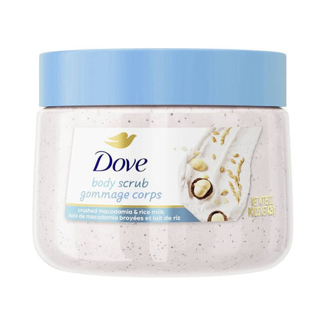 Dove Exfoliating Body Scrub Macadamia Rice Milk 15 Oz (Pack of 12)