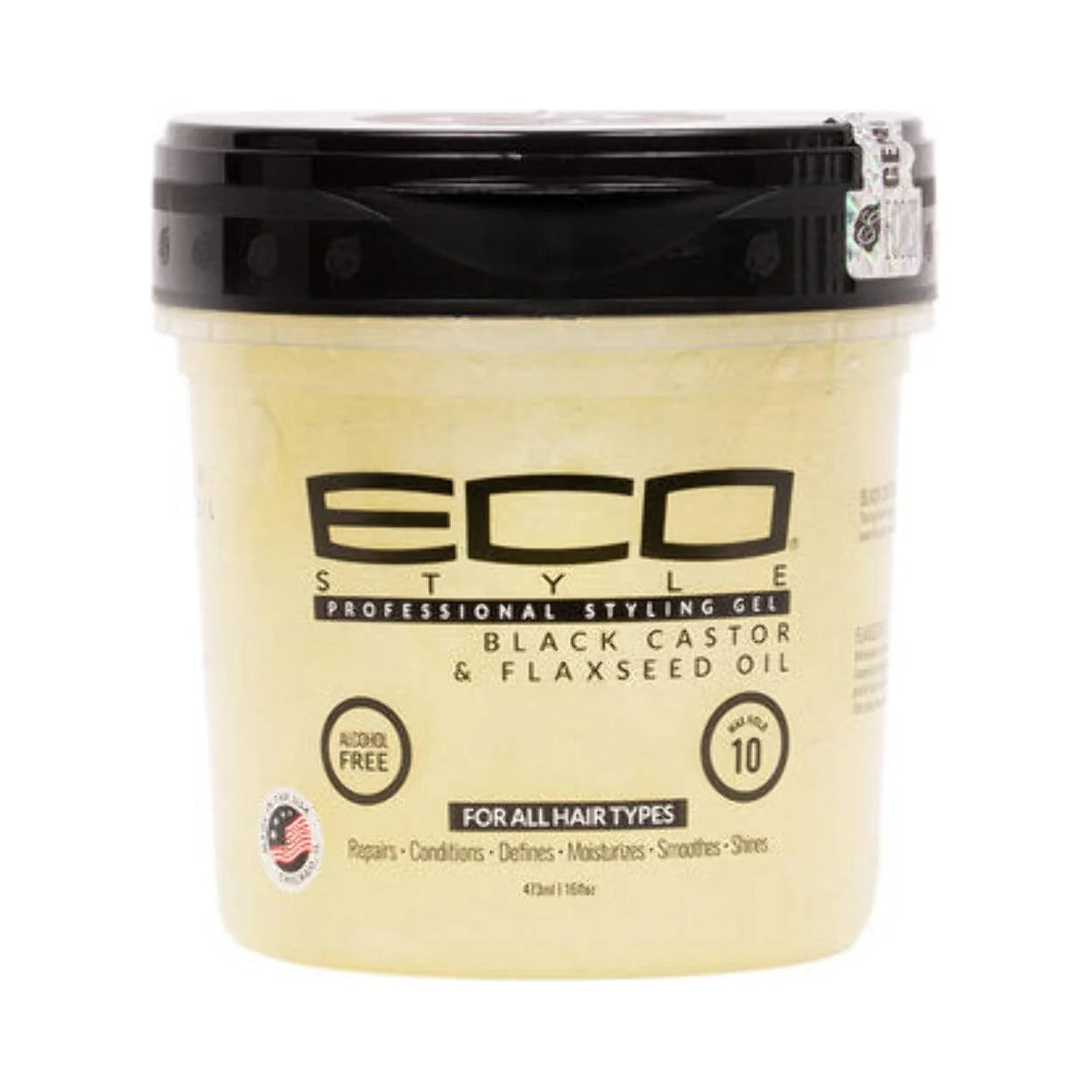Eco Styler Black Castor & Flaxseed Oil Gel 8 Oz (Pack of 12)