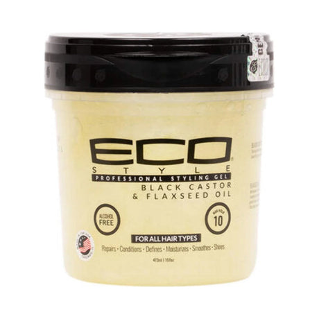 Eco Styler Black Castor & Flaxseed Oil Gel 8 Oz (Pack of 12)