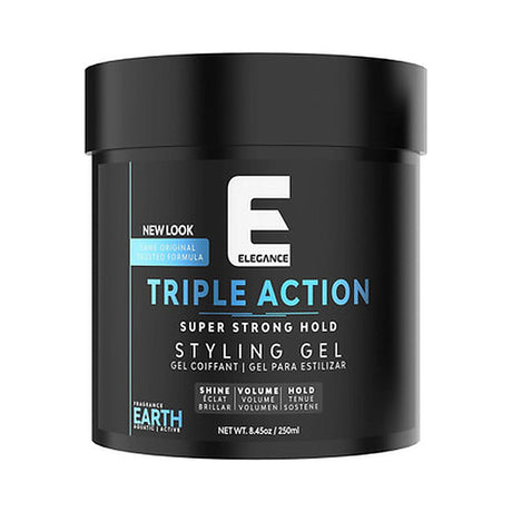 Elegance Triple Action Strong Hold Hair Gel 8.8 Oz (Pack of 12)