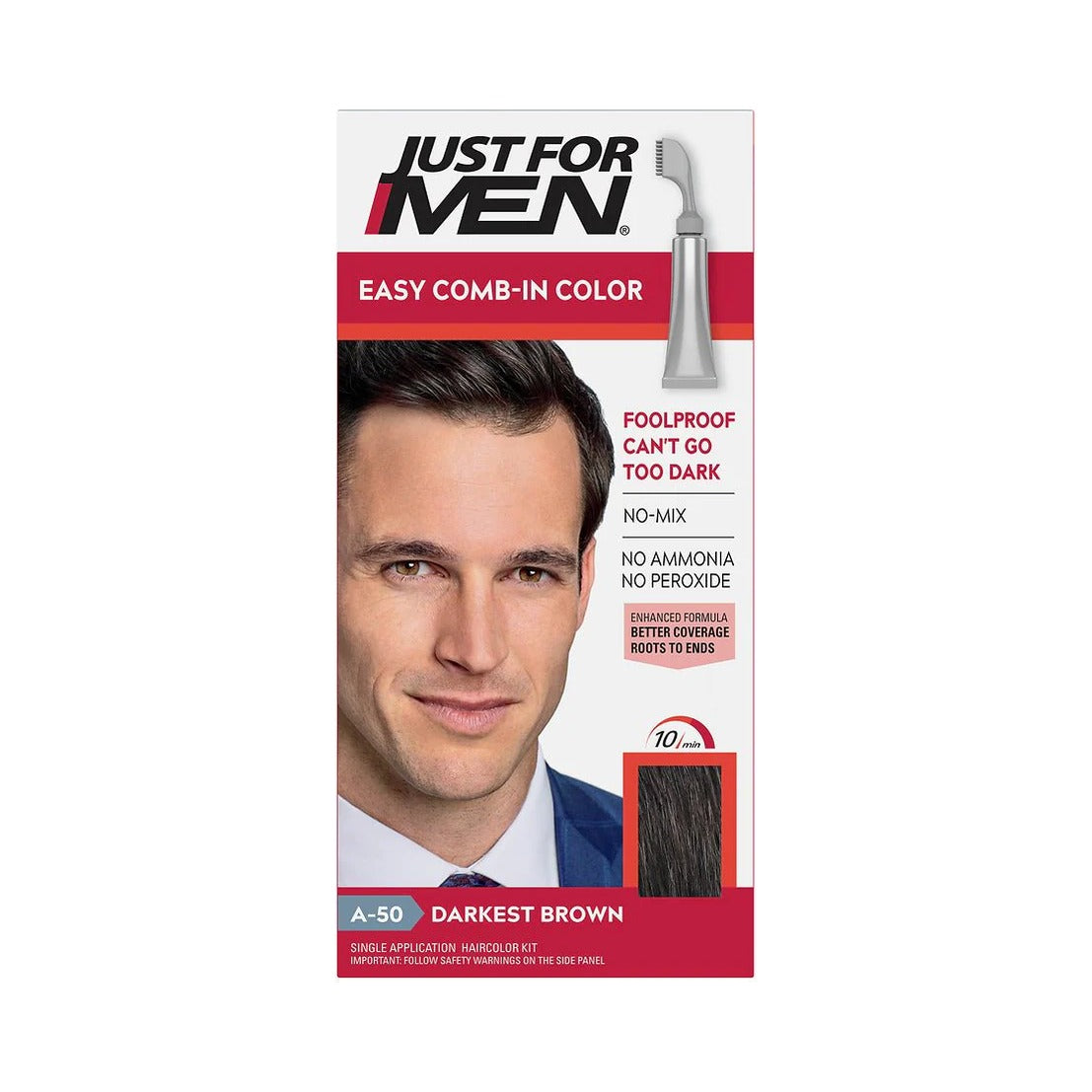 Just For Men Easy Comb-In Hair Color Darkest Brown (Pack of 12)
