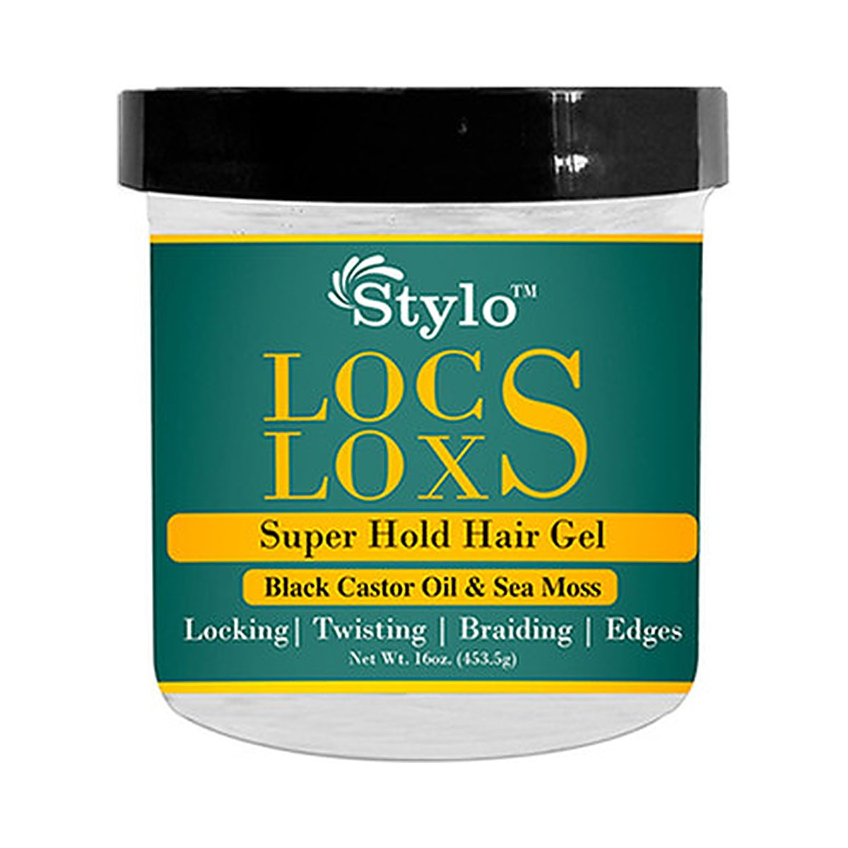 Stylo Locs Black Castor Oil & Sea Moss Gel 16 Oz (Pack of 12)