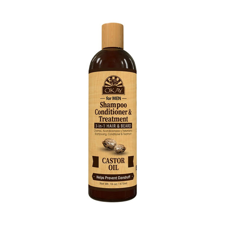 Okay Pure Naturals Castor Oil 3-in-1 Beard 16 Oz (Pack of 12)