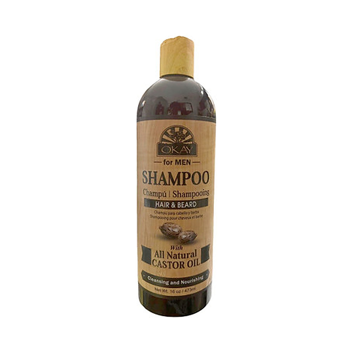 OKAY Men Castor Oil Beard and Hair Shampoo 16 Oz (Pack of 12)