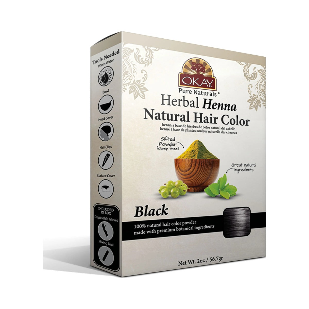OKAY Pure Naturals Henna Natural Hair Color Soft Black 2 Oz (Pack of 24)