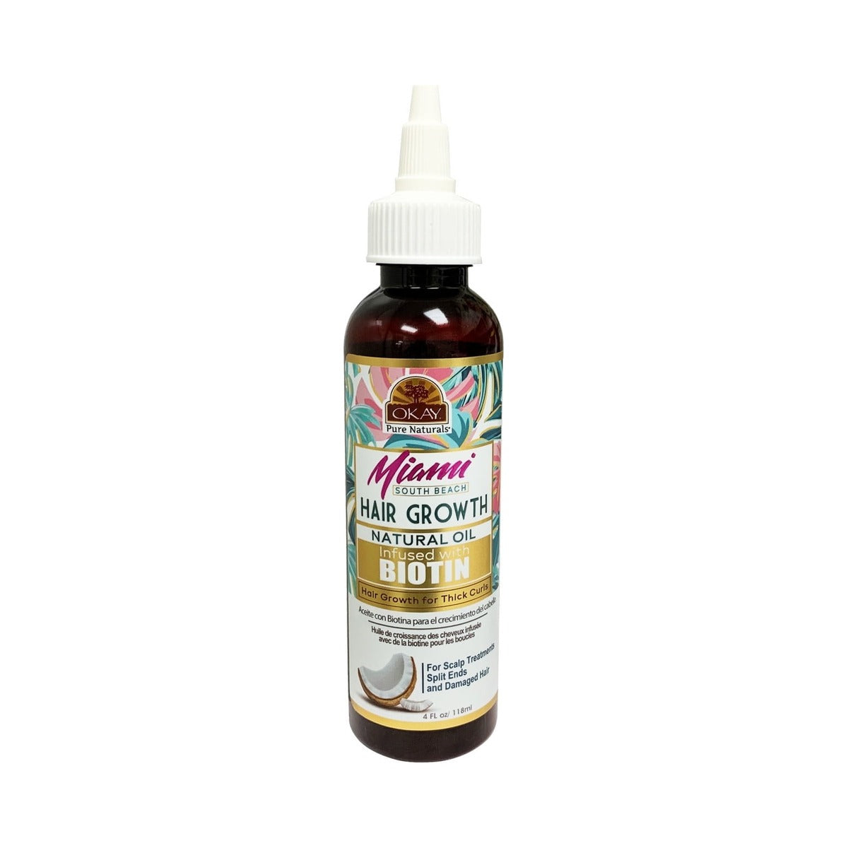OKAY Pure Naturals Miami South Beach Hair Growth Oil 4 Oz (Pack of 12)