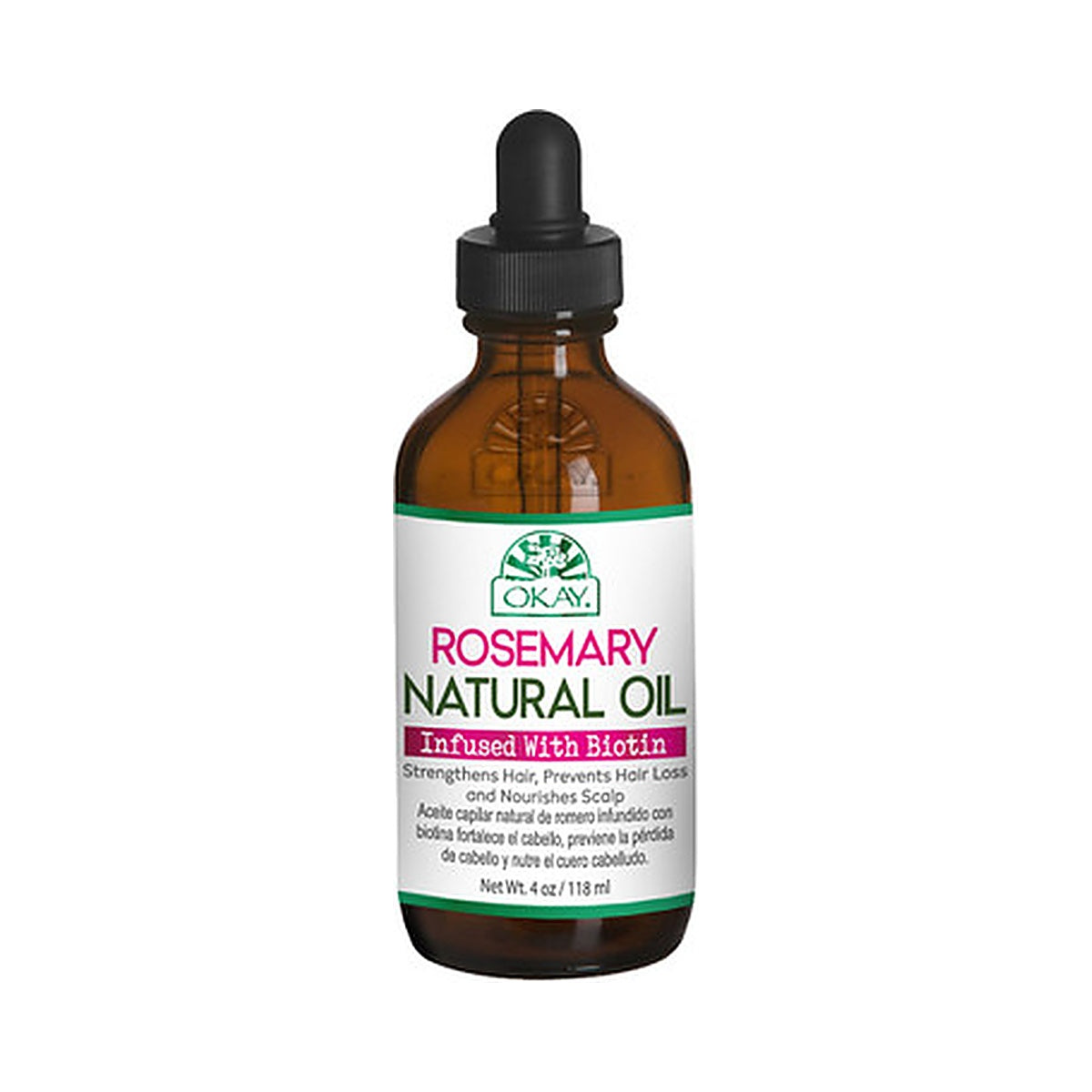 OKAY Rosemary Natural Hair Oil with Biotin 4 Oz (Pack of 12)