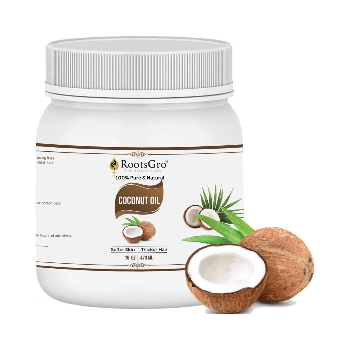 RootsGro Organic Coconut Oil 16 Oz (Pack of 24)