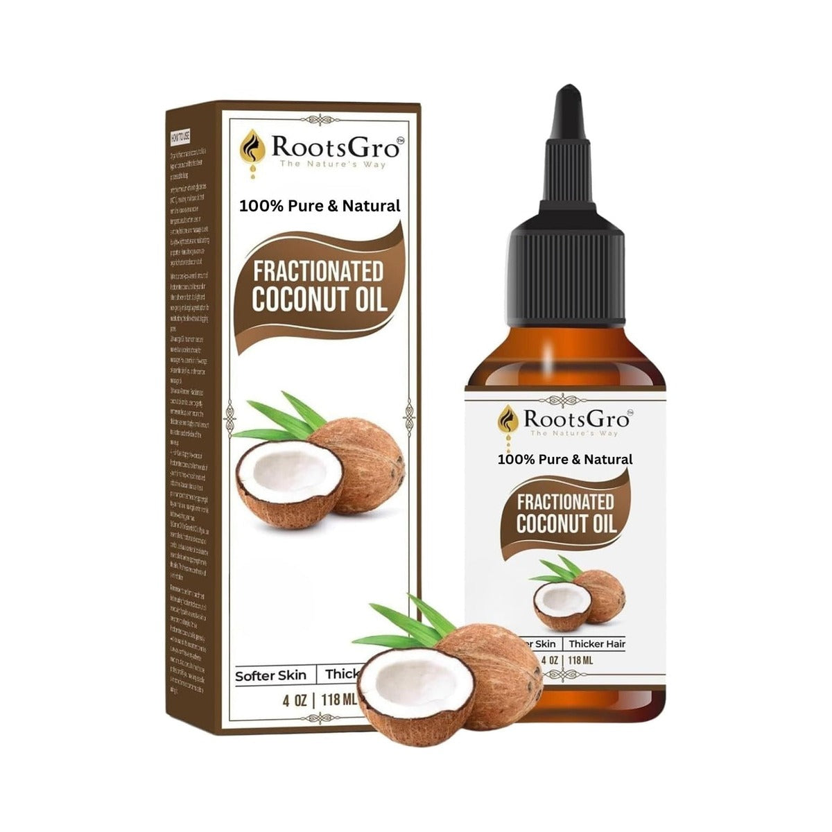 RootsGro Fractionated Coconut Oil 4 Oz (Pack of 40)