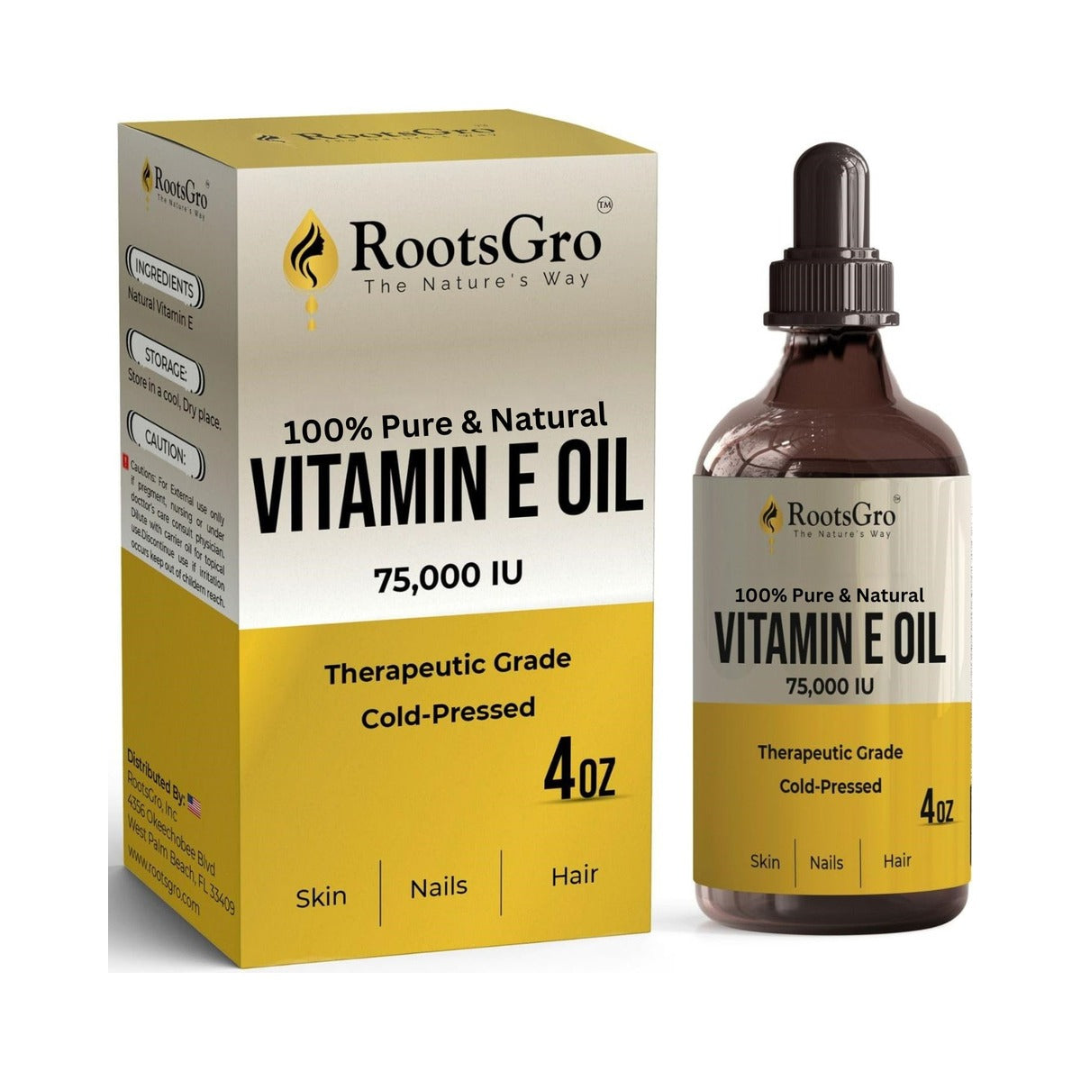RootsGro Vitamin E Oil 4 Oz (Pack of 50)