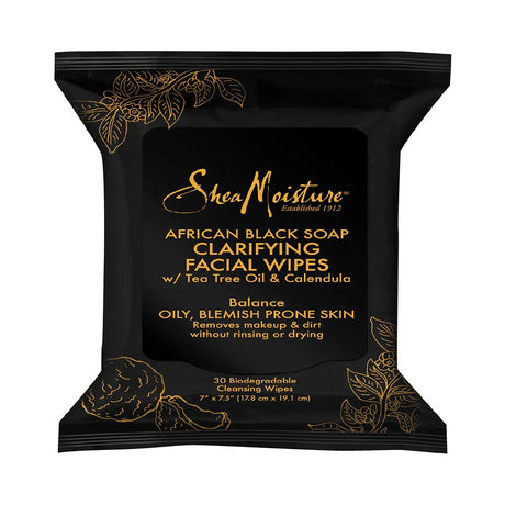 SheaMoisture African Black Soap Clarifying Facial Wipes 30 Ct (Pack of 24)