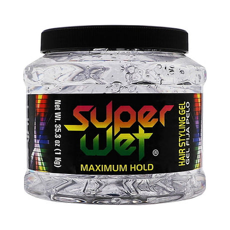 Super Wet Plus Transparent Hair Styling Gel 35.3 Oz (Pack of 6)