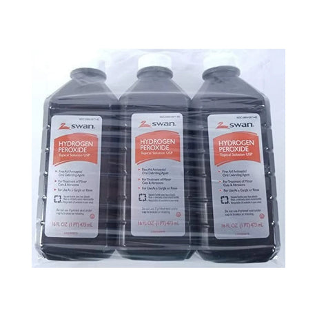 Swan Hydrogen Peroxide 3% Topical Solution 16 Oz (Pack of 12)