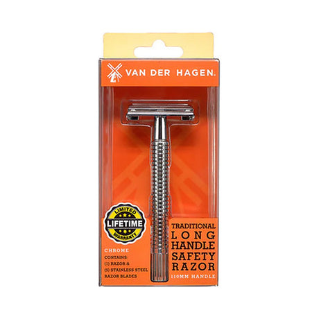 Van Der Hagen Chrome Long Handle Safety Razor (Pack of 12)