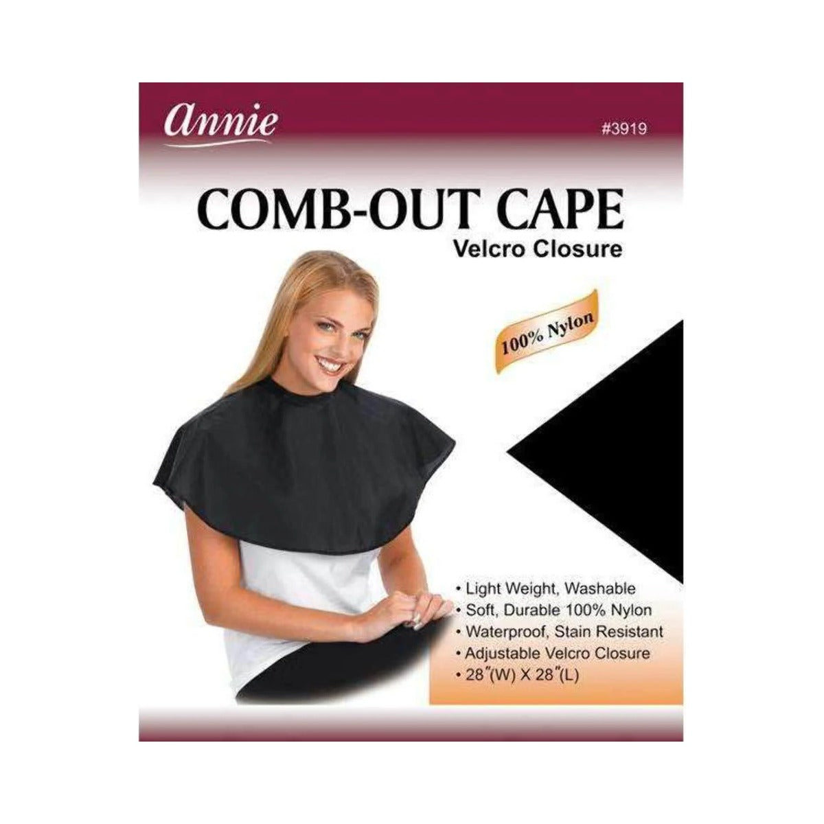 Annie Comb-Out Cape Velcro Closure Black (Pack of 144)