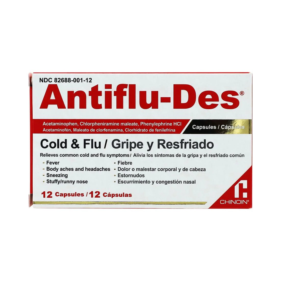 Antiflu-Des Cold & Flu Relief Capsules 12ct (Pack of 48)