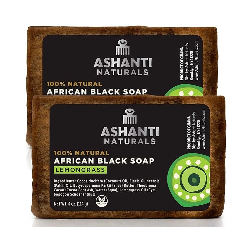Ashanti Naturals 100% African Black Soap Bars Lemongrass (Pack of 144)