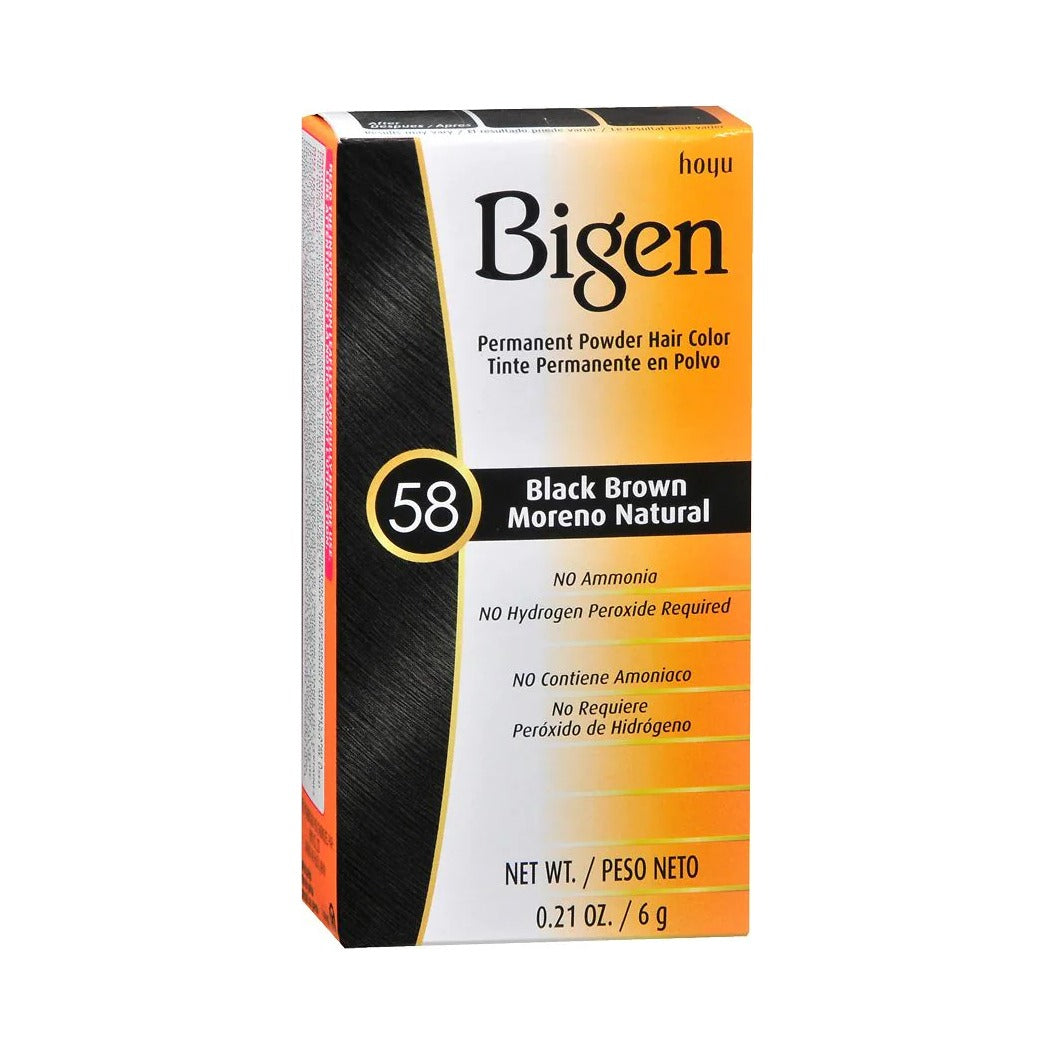 Bigen Permanent Powder Hair Color 58 Black Brown (Pack of 36)