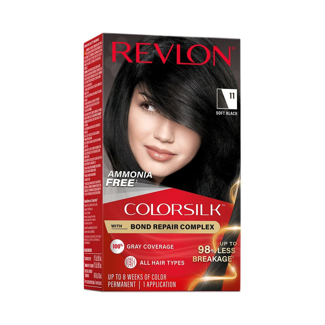 Revlon ColorSilk Permanent Hair Color 11 Soft Black 4.4 Oz (Pack of 12)