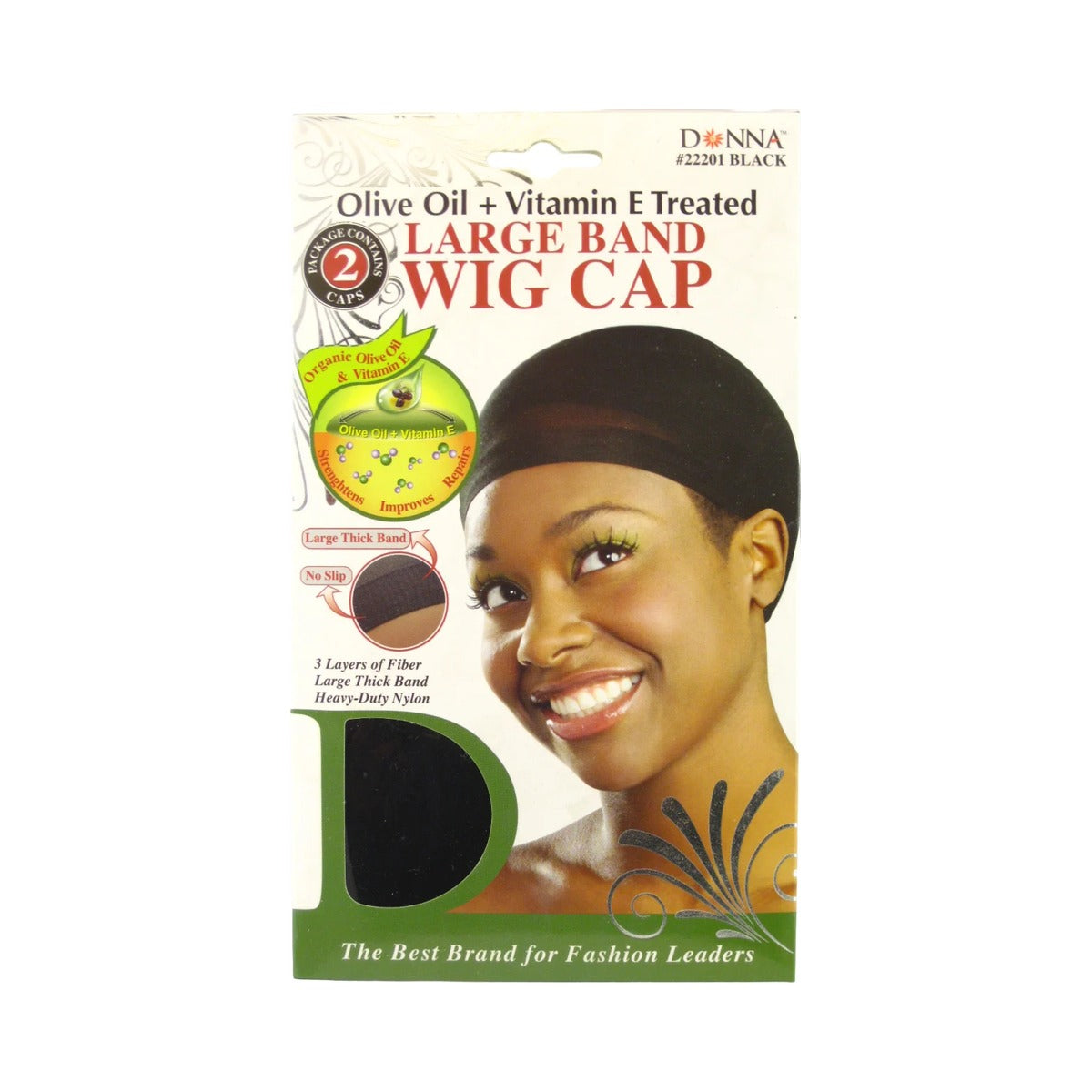Donna Olive Oil & Vitamin E Large Band Wig Cap Black (Pack of 288)