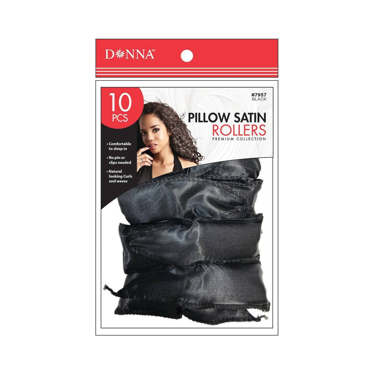 Donna Collection Pillow Satin Rollers Black (Pack of 288)