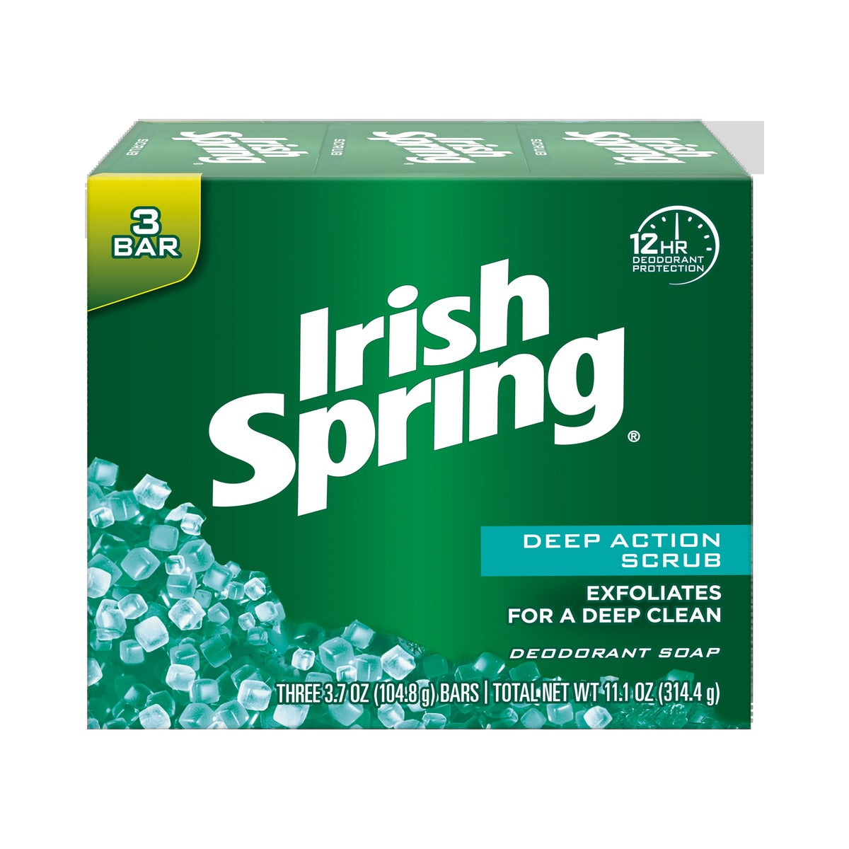 Irish Spring Deep Action Scrub Deodorant Soap 2.1 Oz (Pack of 18)