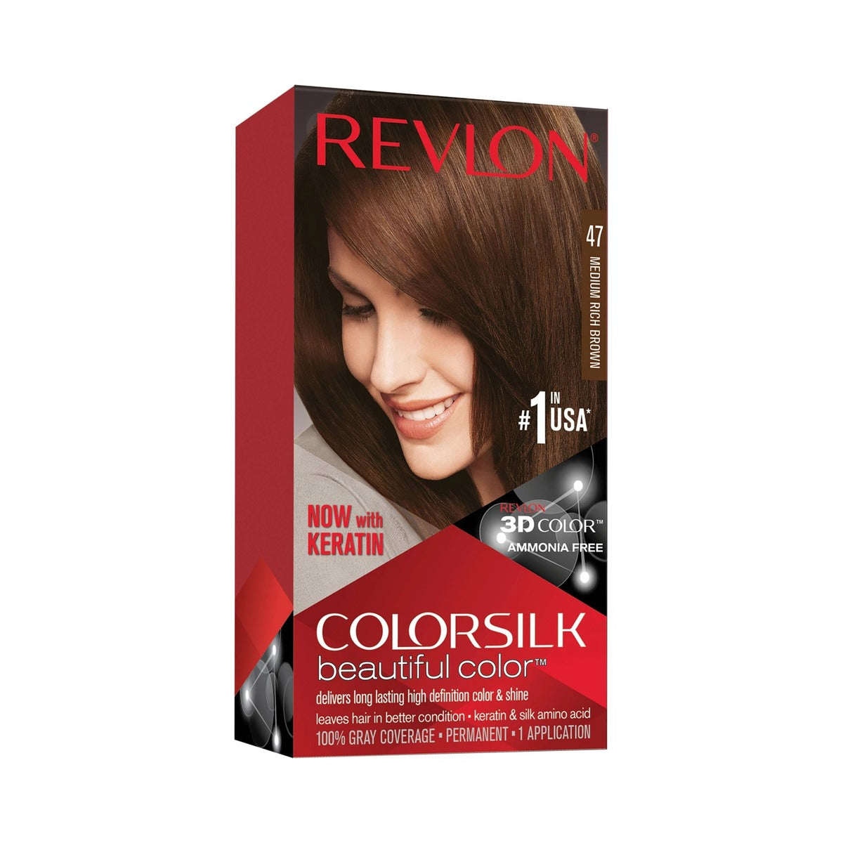 Revlon ColorSilk Beautiful Color 47 Medium Rich Brown (Pack of 12)