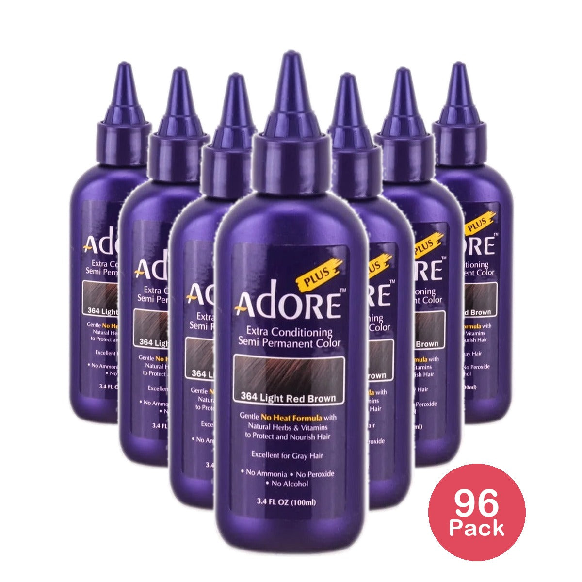 Adore Plus Semi-Permanent Hair Color 364 Light Red Brown (Pack of 96)