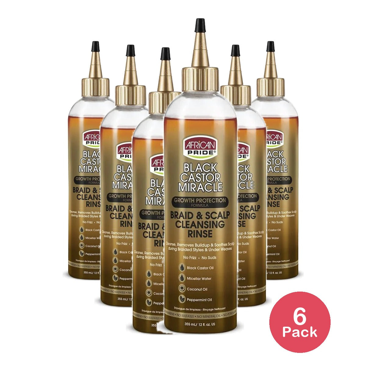 African Pride Black Castor Miracle Braid Rinse 12 Oz (Pack of 6)