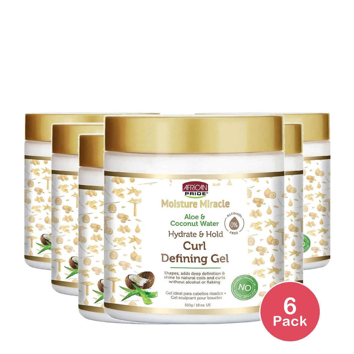 African Pride Moisture Miracle Curl Defining Gel 18 Oz (Pack of 6)