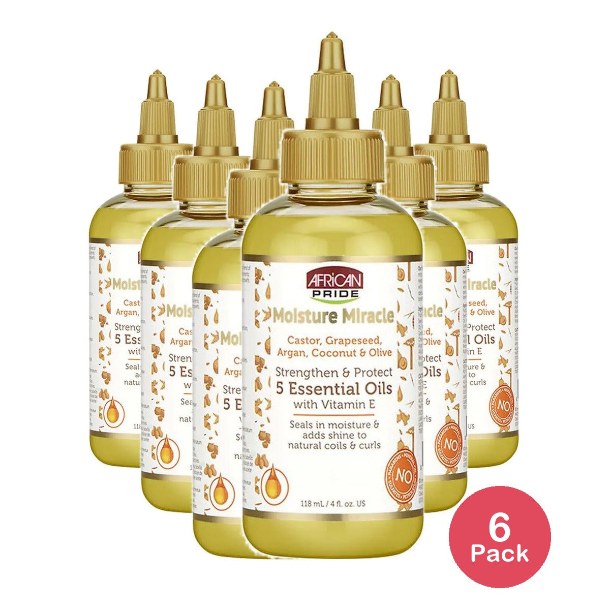 African Pride Moisture Miracle Strengthen & Protect Oil 4 Fl Oz (Pack of 6)