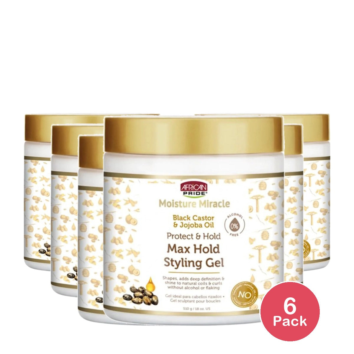 African Pride Moisture Miracle Styling Gel 18 Oz (Pack of 6)