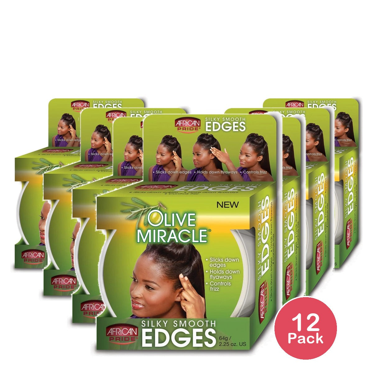 African Pride Olive Miracle Silky Smooth Edges 2.25 Oz (Pack of 12)