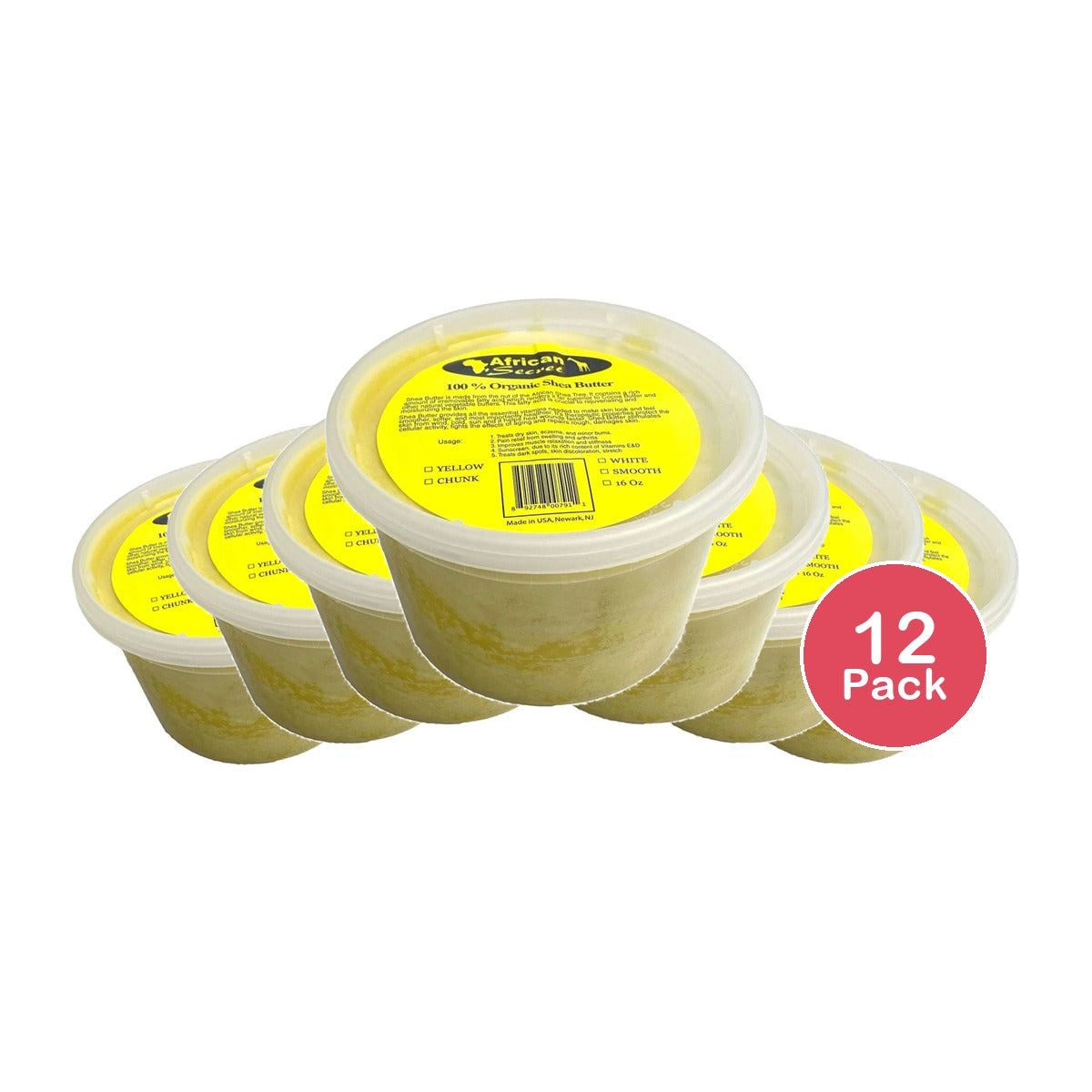 African Secret 100% Organic Shea Body Butter 16 Oz (Pack of 12)